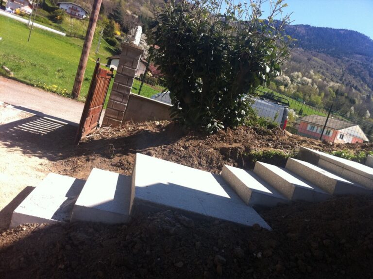 Aménagement extérieur du jardin sur le chantier Aménagement Ext Terrasse Escalier à Machilly